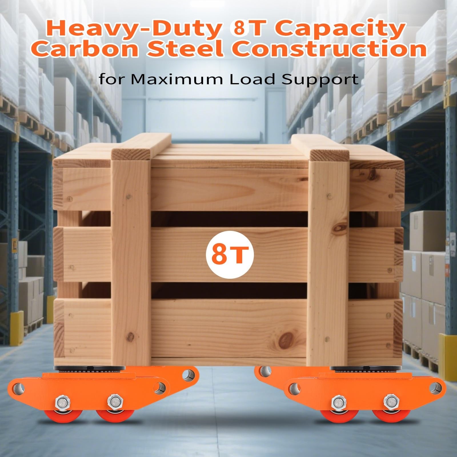 4PCS Machinery Mover 8T/17637lb Heavy Duty Machine Dolly Equipment Roller Skates