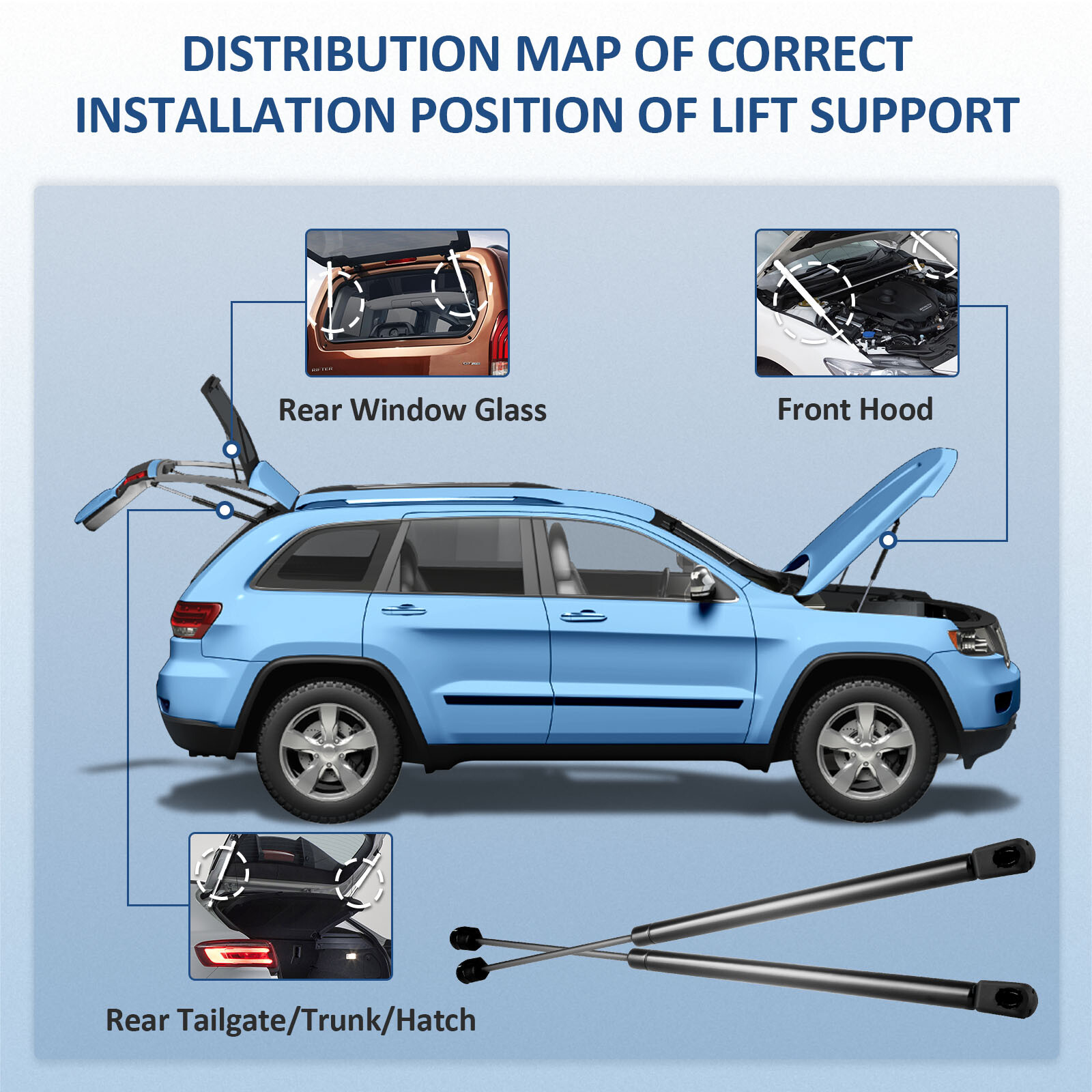 For 2008-2012 Ford Escape Qty 2 Rear Window Glass Lift Supports Shocks Struts