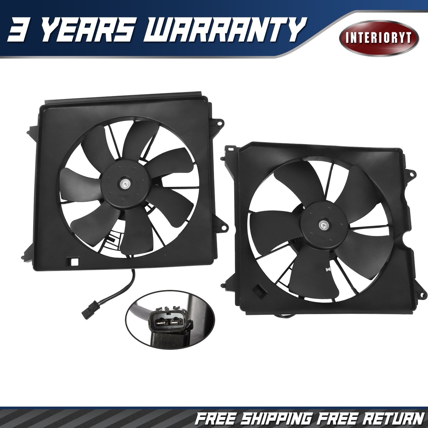 2Pcs Radiator Cooling Fan Set For 2013-2017 Honda Accord w/ Blade Motor & Shroud