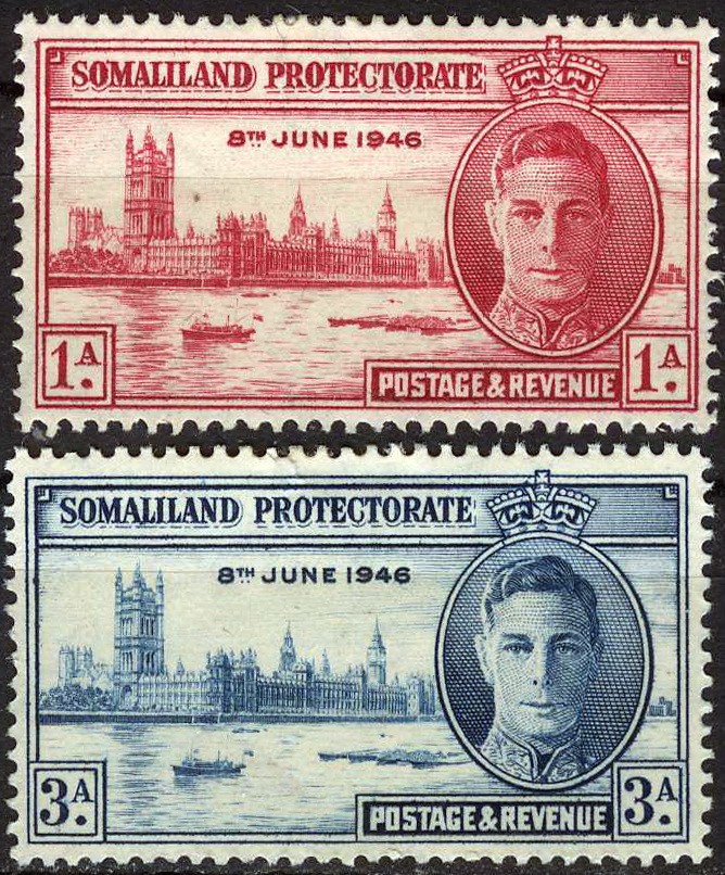 Somaliland Protectorate 1946 Peace King George Parliament Bldg MH (SC# 108-109)