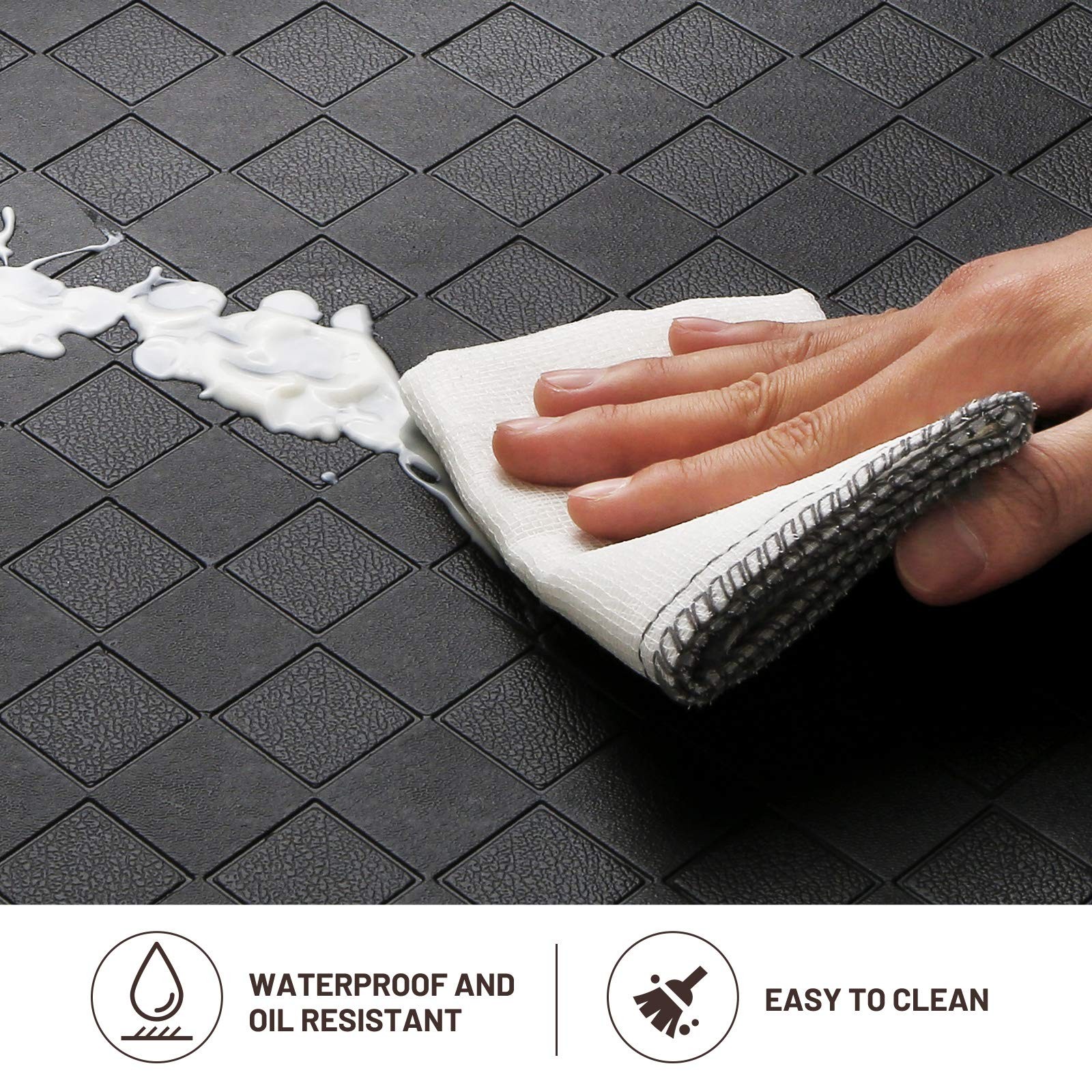 HappyTrends Floor Mat Cushioned Anti-Fatigue 28"L x 17.3"W x 0.5"Th, Black