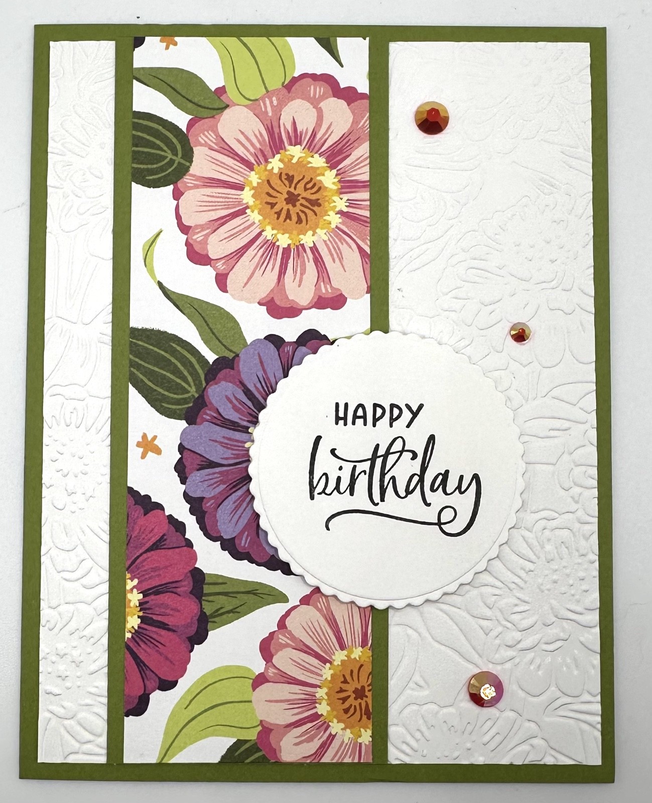 Stampin’ Up! Zinnias Sentiment Variety Card Kit-Set of 5, DSP, Embossed, Dots