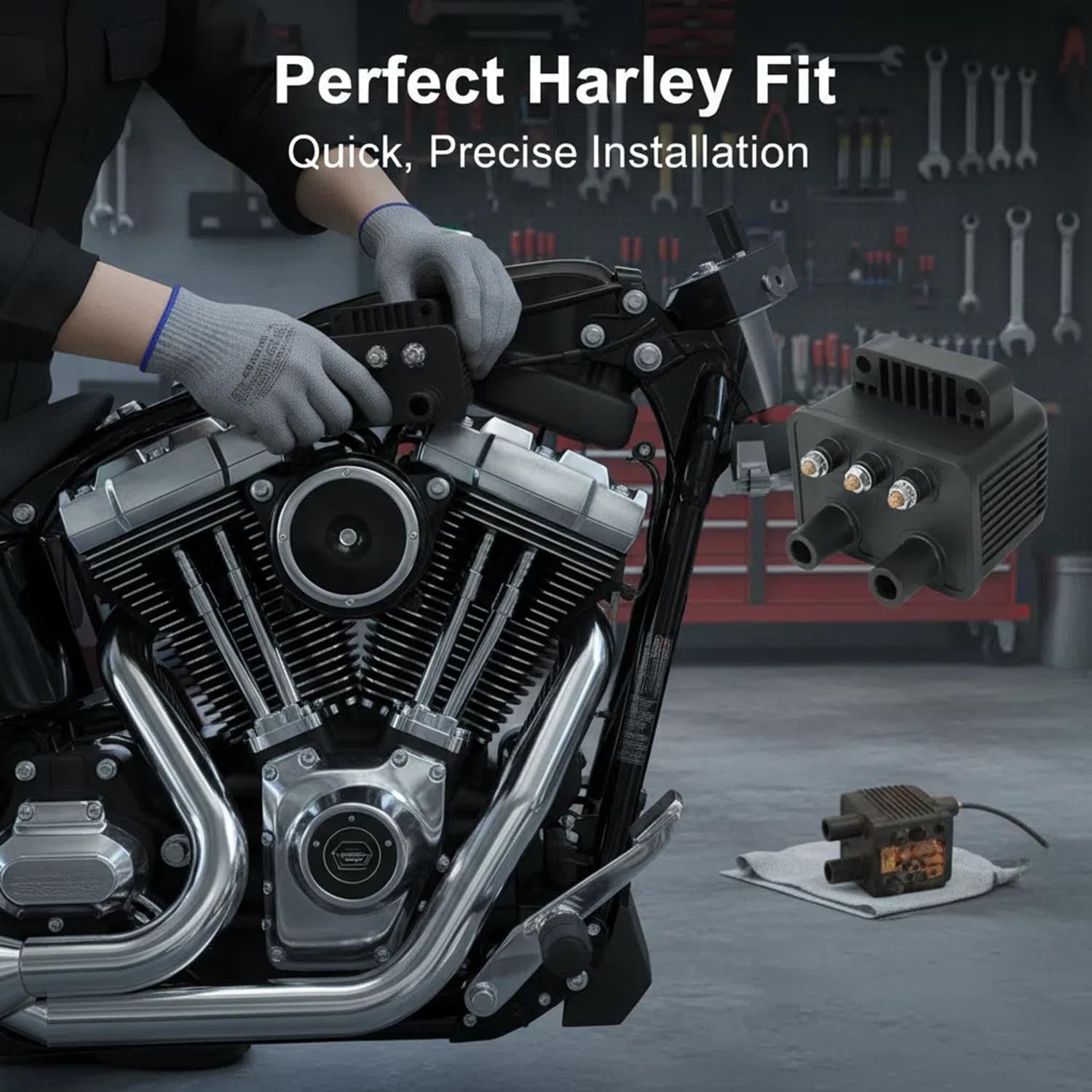 ​​Single Fire Ignition Coil 53-434 for Harley 3 Ohm Fits Twin Cam Evo Softail