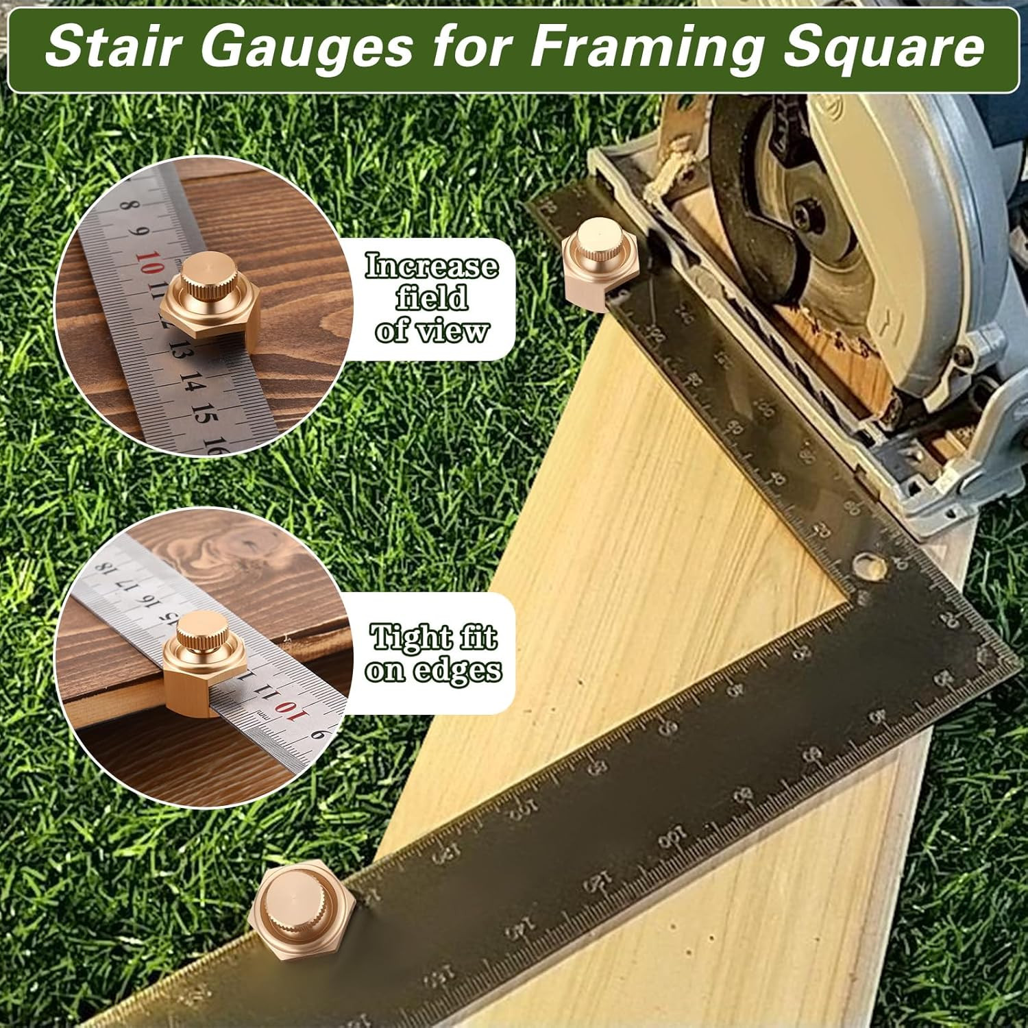4 Pack Stair Gauge Set for Framing, Layout Tool for Carpentry (Gold)