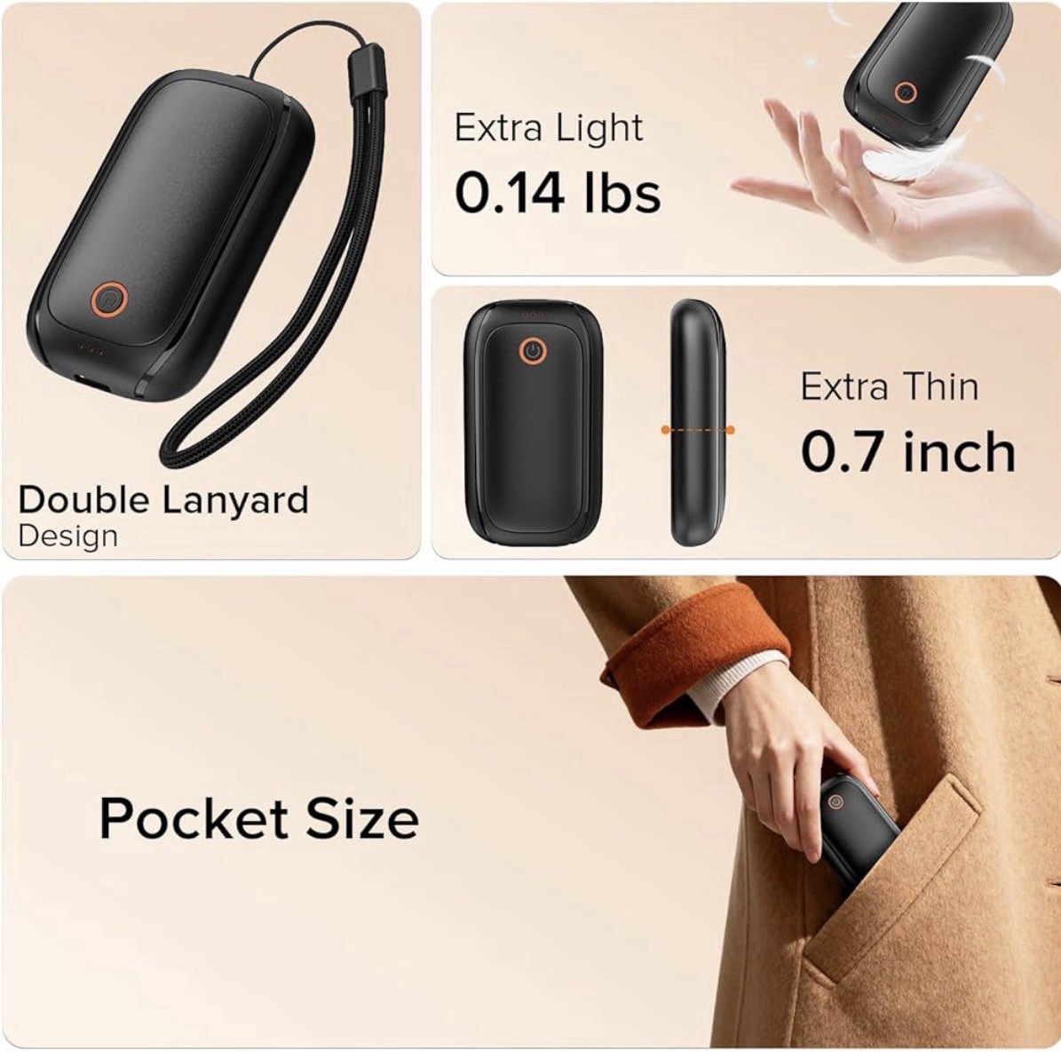 Two rechargeable magnetic hand warmers, heating time 12 hours