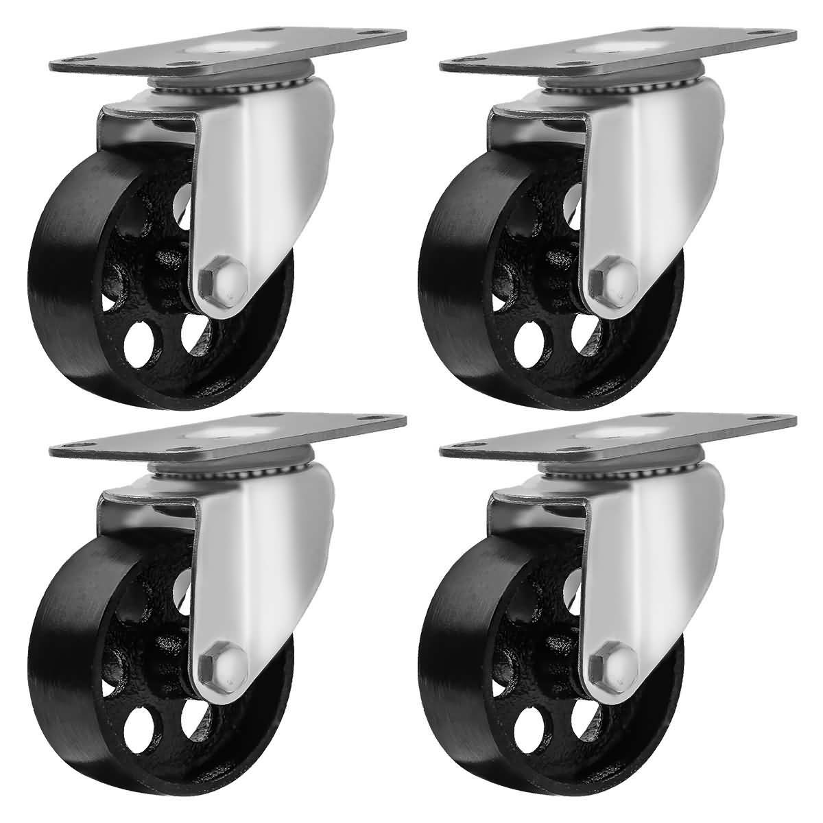 4 Lot All Steel Metal Swivel Plate Caster Heavy Duty 3 inch Wheel