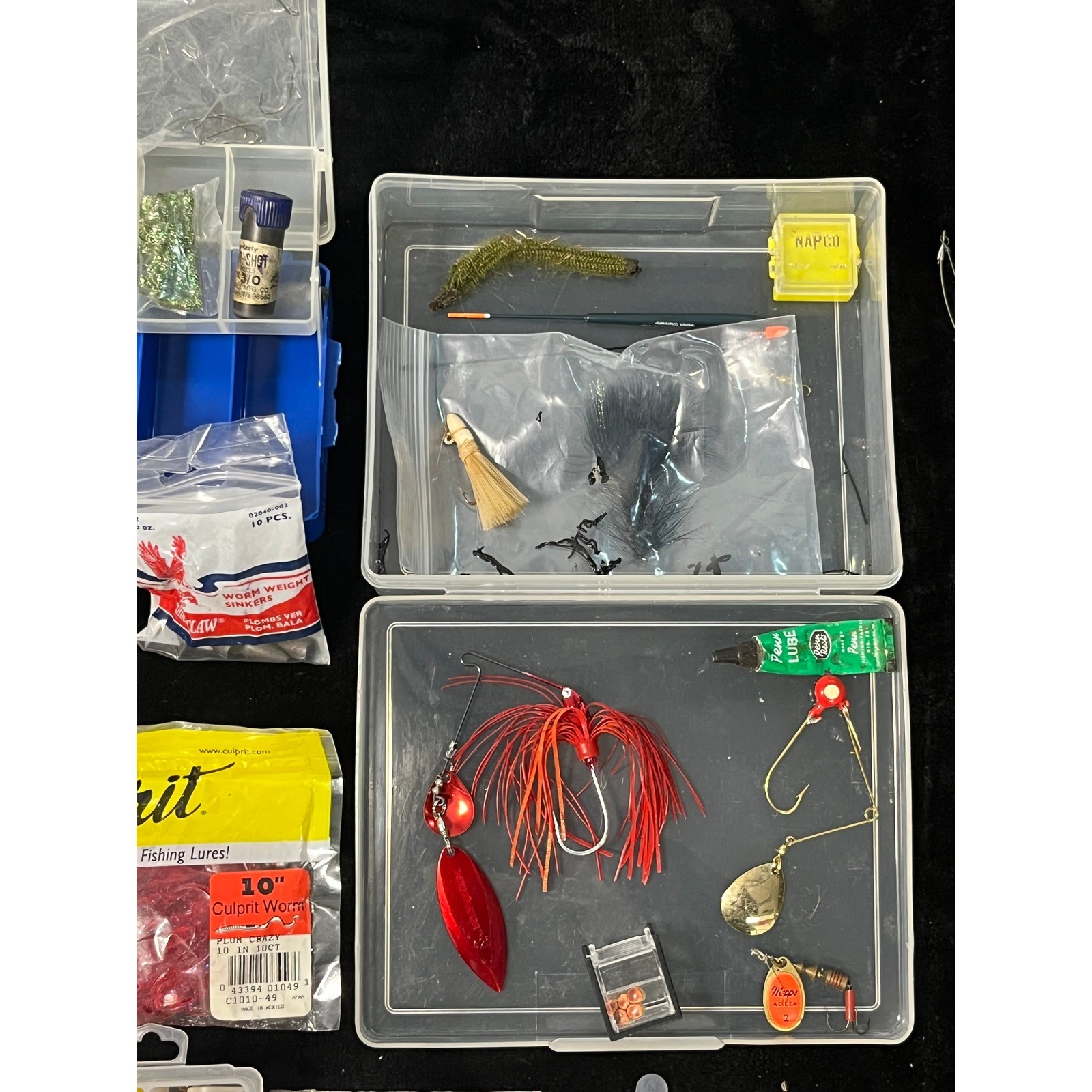 Mixed Fishing Tackle Lot Gary Yamamoto Culprit Eagle Claw Bass Lures Patches