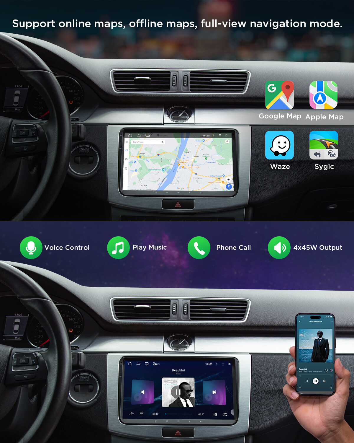 For VW Golf Tiguan Touran Passat Android 13 Car GPS Sat Nav Radio Stereo CarPlay