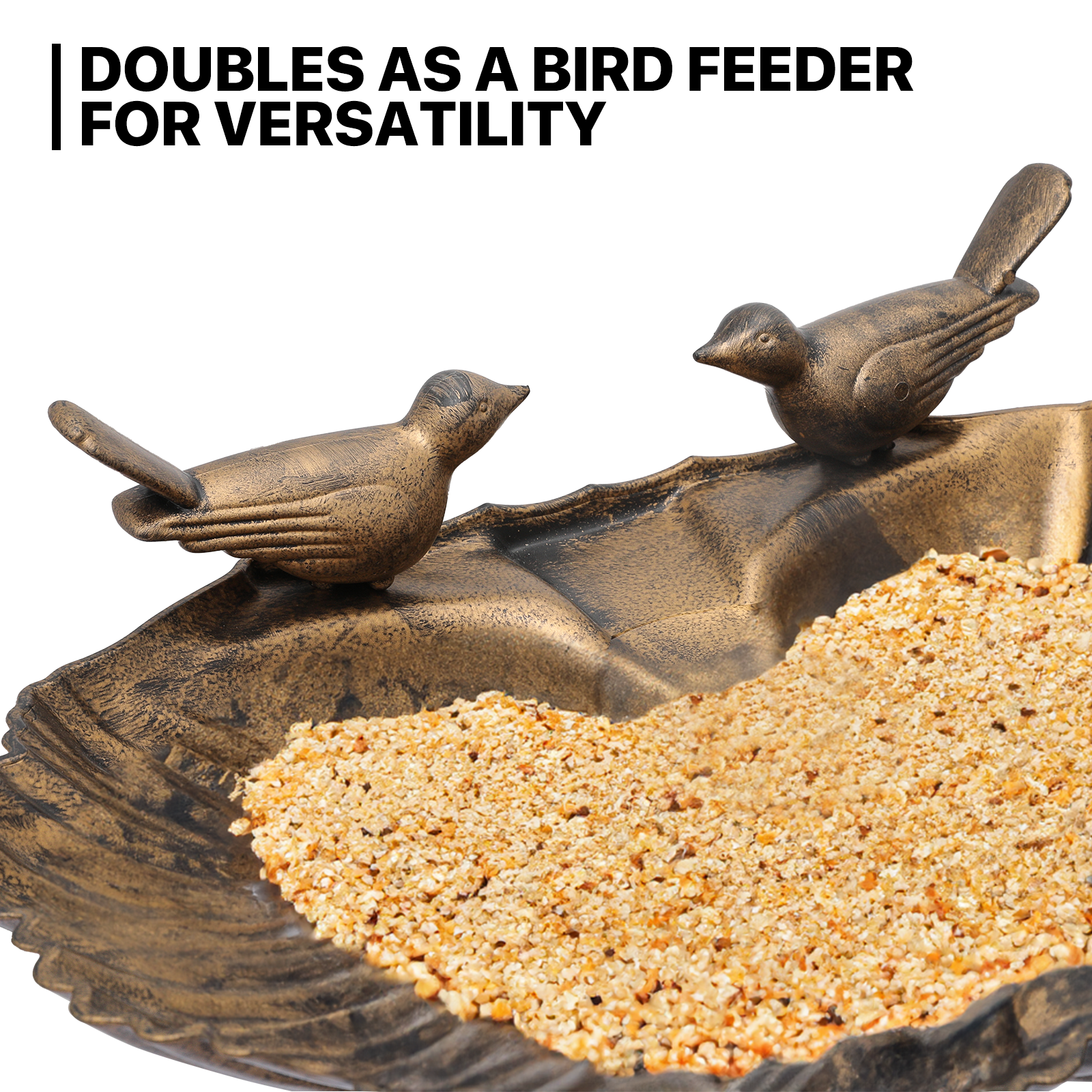 Outdoor Pedestal Solar Pumb Bird Bath Freestanding Bronze Garden Backyard Decor