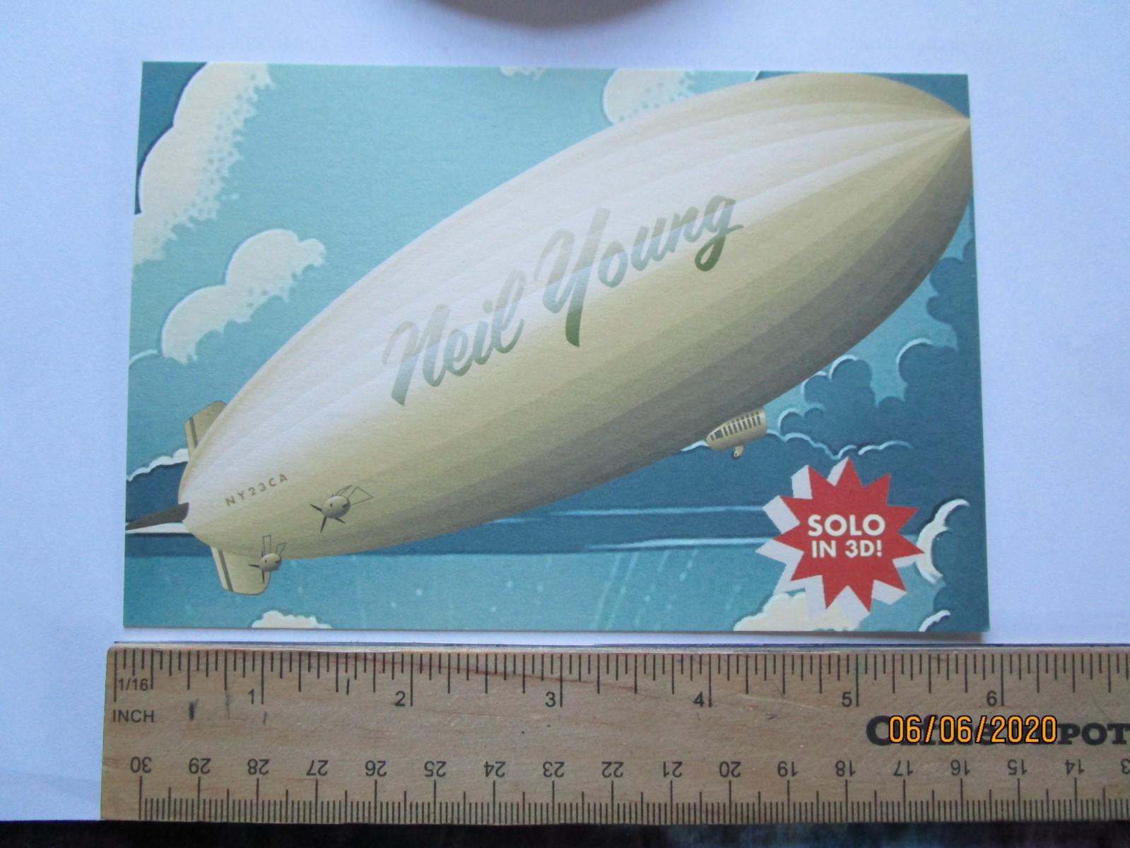 neil young 2023 solo tour postcard and patch