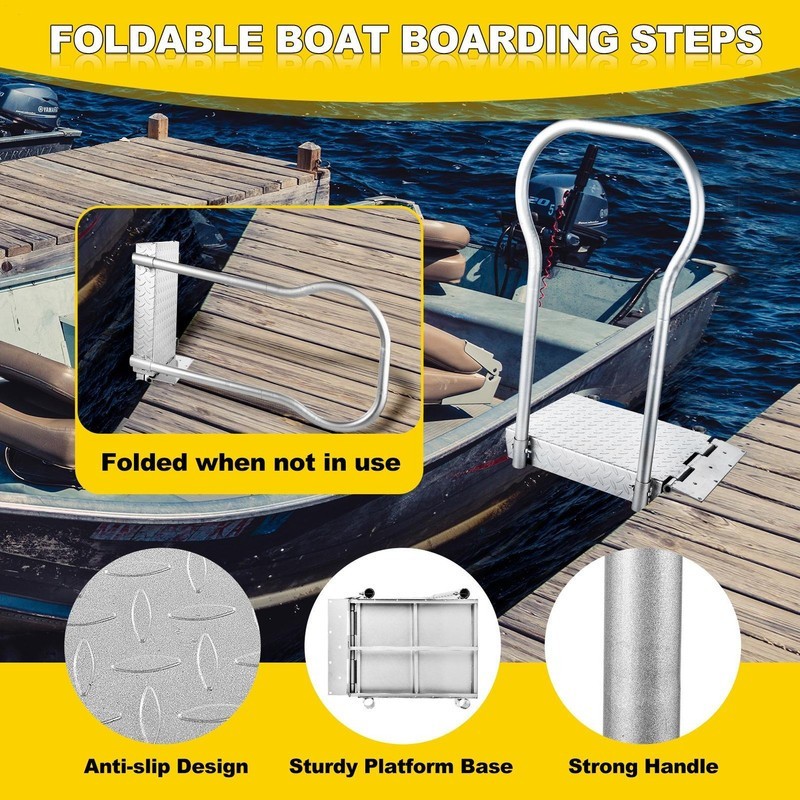 Folding Boat Boarding Platform Ramp for Boat Lifts Aluminum Dock Step Access