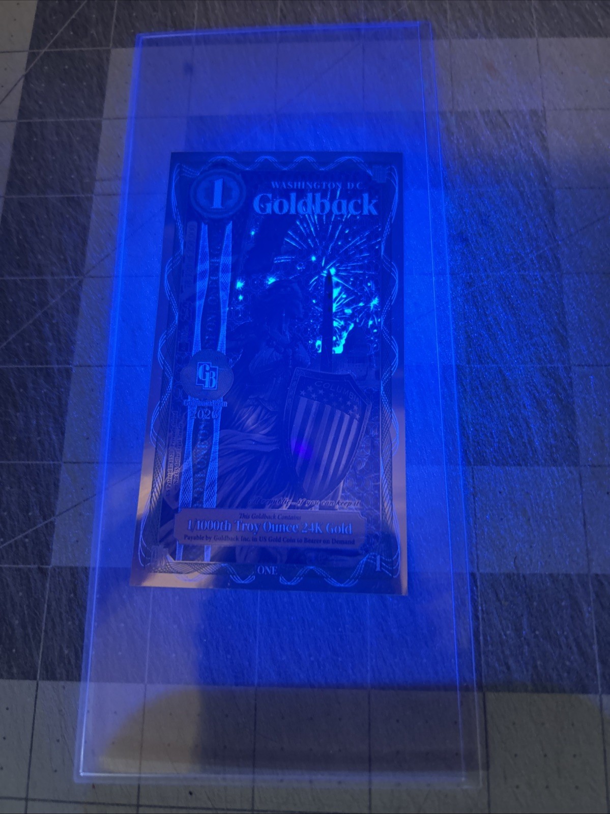 WASHINGTON D.C. GOLDBACK 1/1000th oz .999 FINE GOLD LIMITED SOLD OUT SHIPS NOW