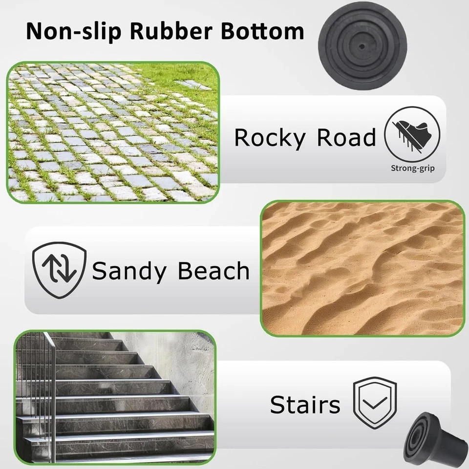 1/2' Walking Cane Tips 4 Pack Set, No-Slip Cane of Black Rubber Tips, Heavy D...