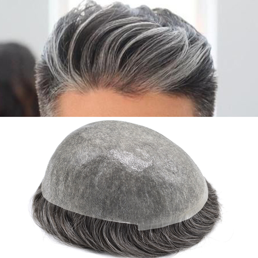 Invisible Ultra Thin Skin Mens Toupee Hair Replacement Poly Hairpiece PU Systems