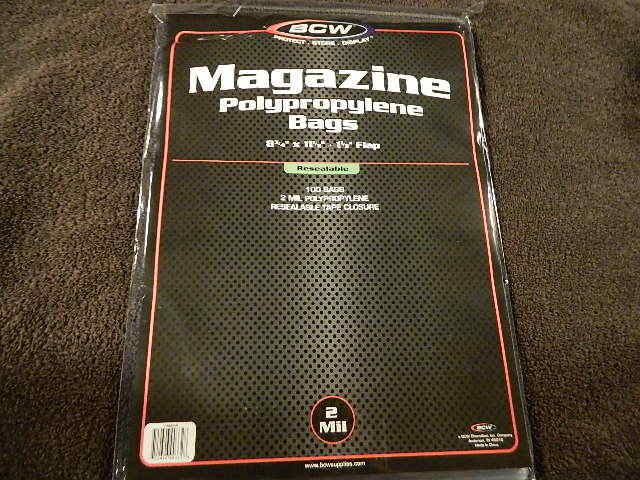 100 New BCW Magazine Resealable Bags And Boards - Acid Free - Archival Storage
