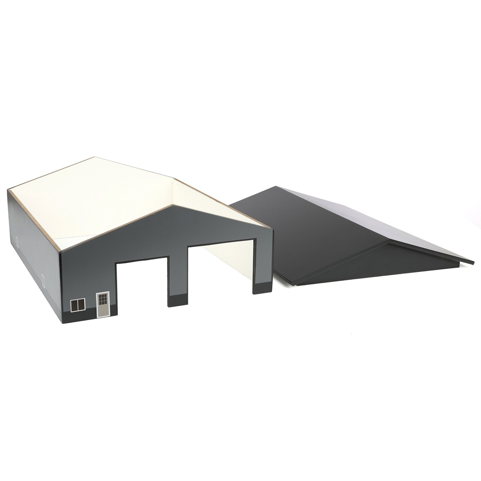 Replica 1/64 Gray & Black 2 Door 60ft x 80ft Wooden Tractor or Truck Shop STA-22