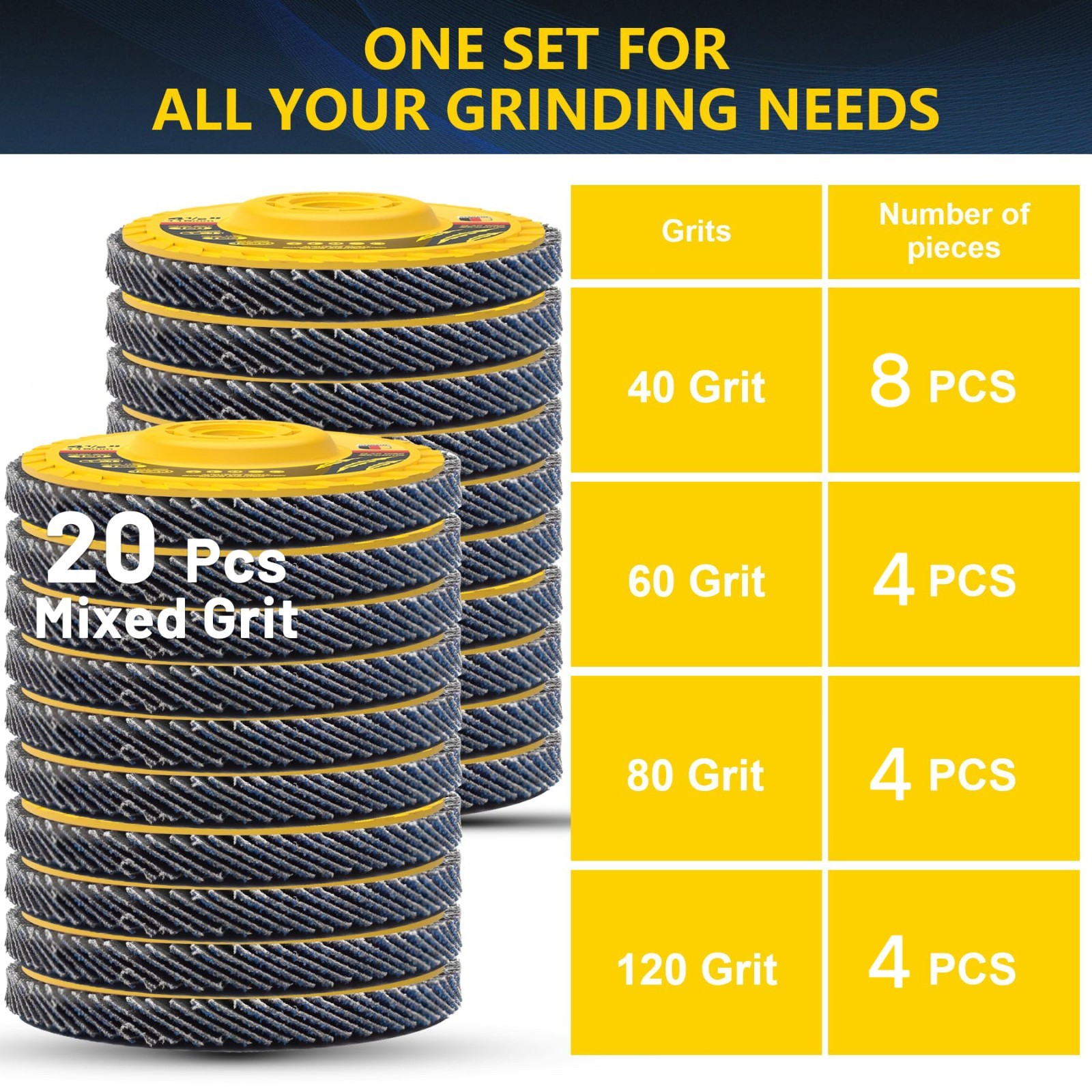 20x Flap Disc 4.5" 4-1/2 40 60 80 120 Grit Angle Grinder Sanding Grinding Wheels