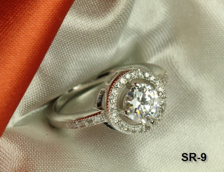 STERLING SILVER ROUND CZ PAVE ANNIVERSAY RING ENGAGEMENT RING WEDDING RING _S9