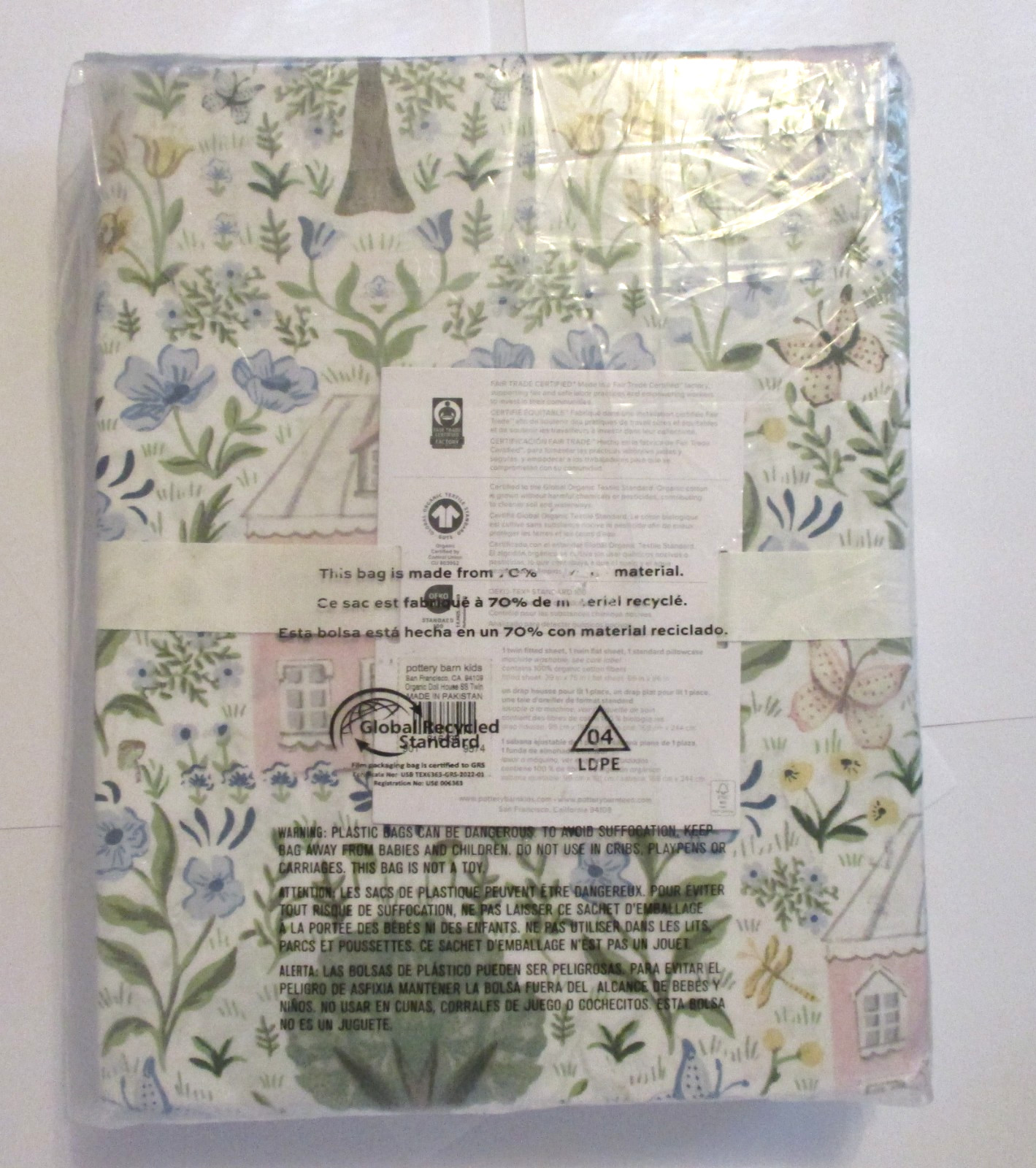Pottery Barn Dollhouse Organic Sheet Set Twin