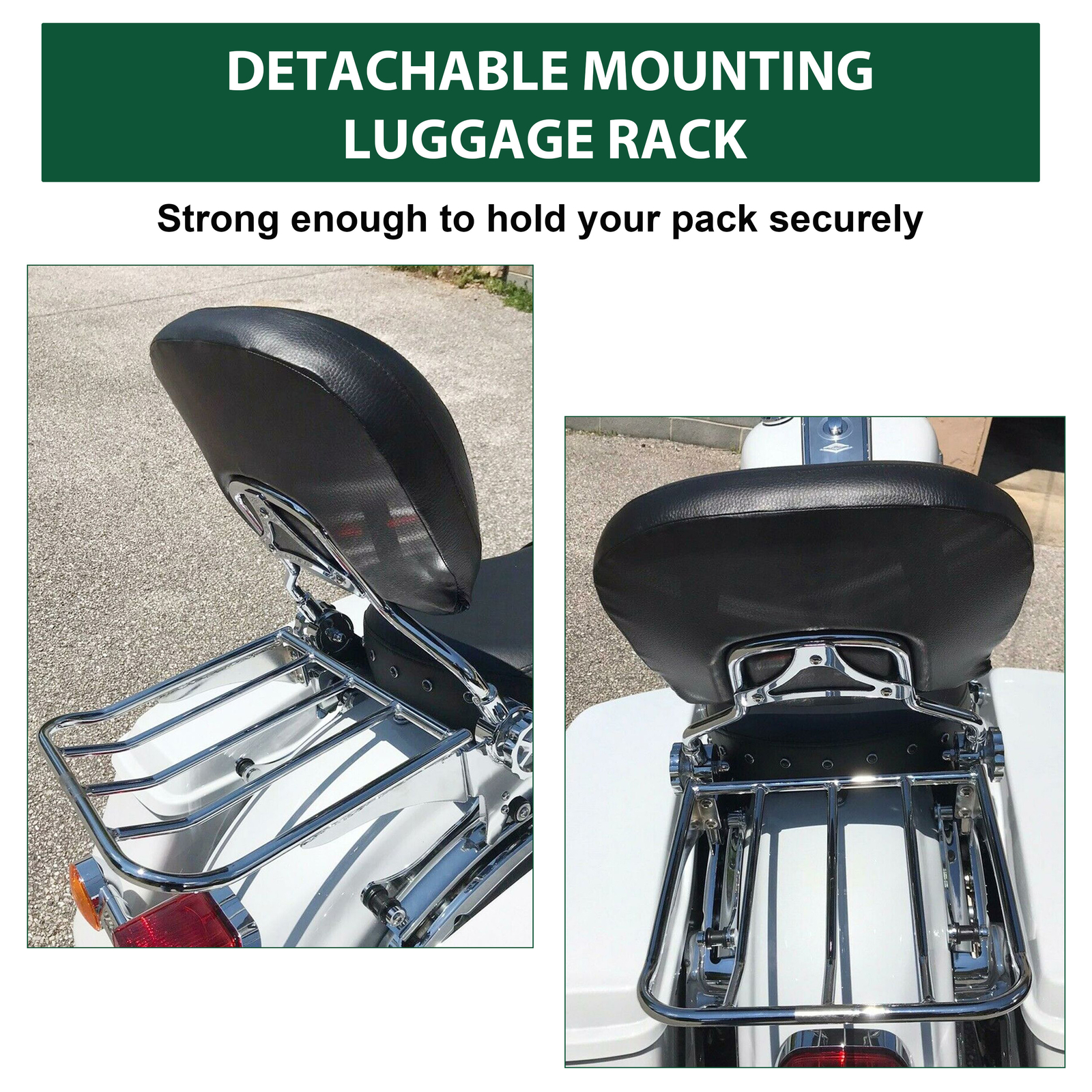 Adjustable Sissy Bar Backrest Luggage Rack For 09-24 Harley Road Electra Glide