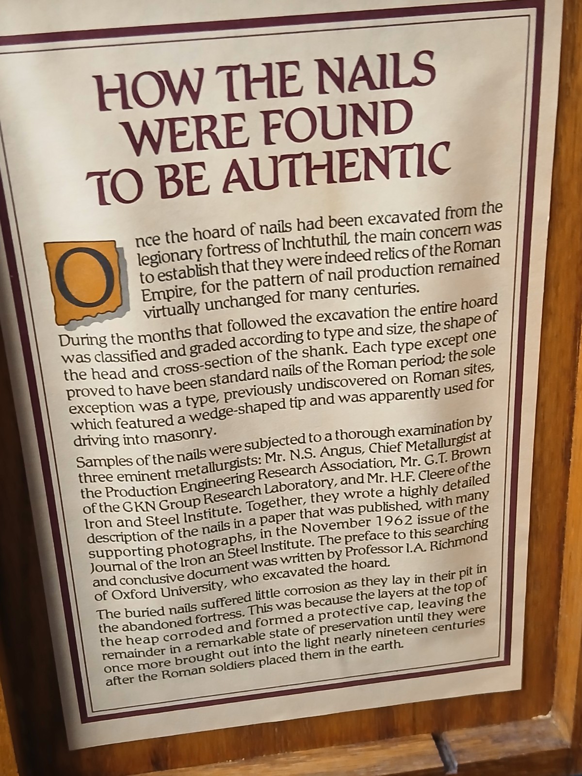 Ancient Roman Legion Iron Nail in Lucite & Display Box Scotland - 7x10 - LK