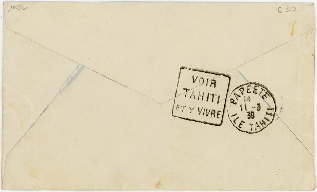 FRENCH POLYNESIA 1939 COVER UTUROA INTER ISLAND 90c SOLO FRANK SLOGAN SEE TAHITI