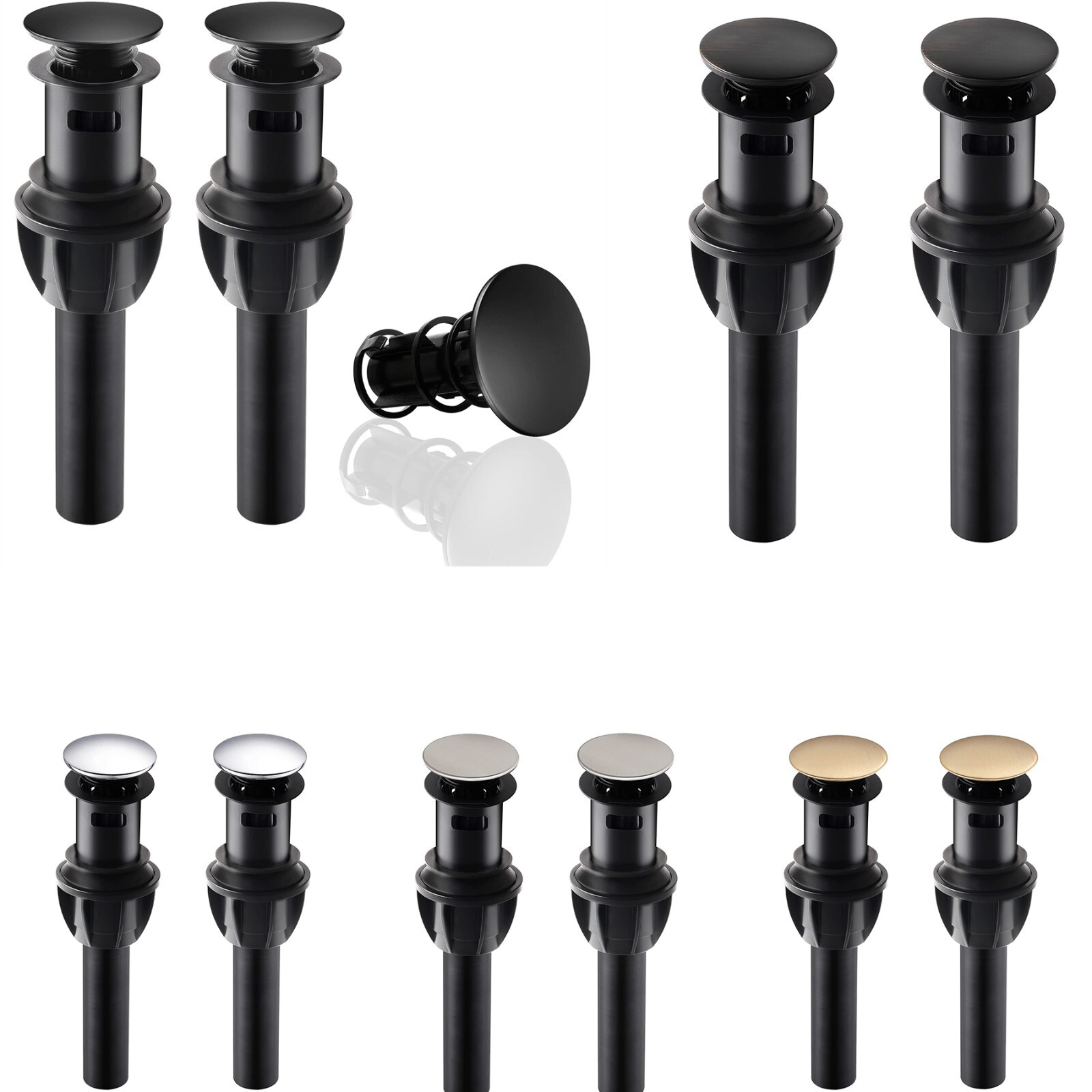 2Pack Push and Seal Pop-up Drain Stopper with Overflow Assembly Sink Drain Cover