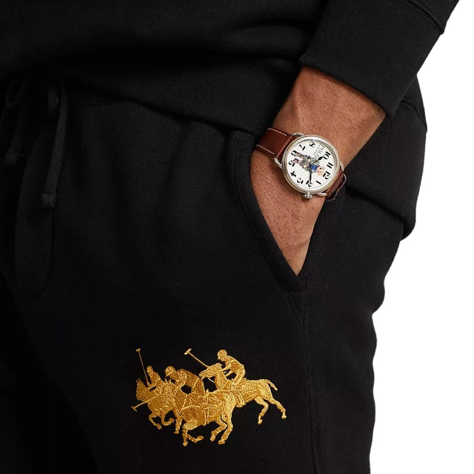 Polo Ralph Lauren Men's SZ S Lunar New Year Gold Triple Pony Black Jogger Pants