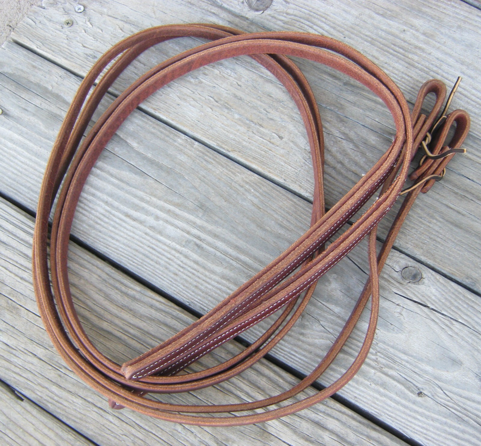 West 74 Double Stitched Harness Leather Weighted Split Reins 8' x 5/8"
