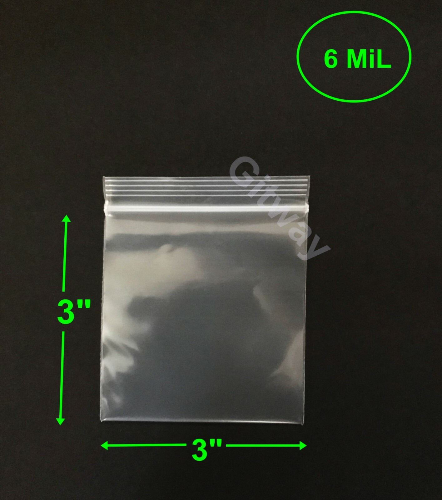 3" x 3" Heavy Duty 6 MIL Resealable Zip Top Lock 3x3" 6 Ml Clear Plastic Bags