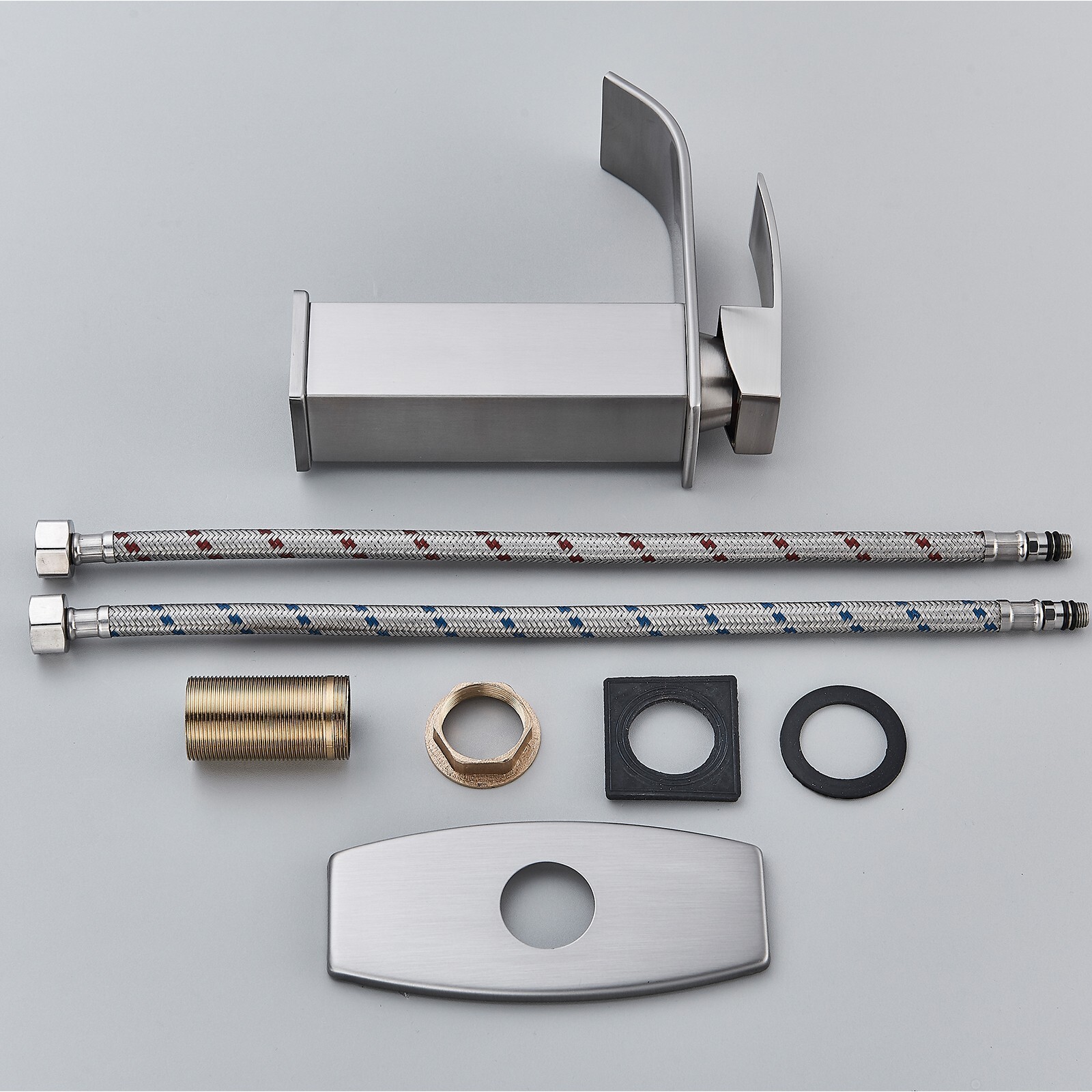 Bathroom Sink Faucet Brushed Nickel Single Handle Waterfall Vanity Basin Mixer