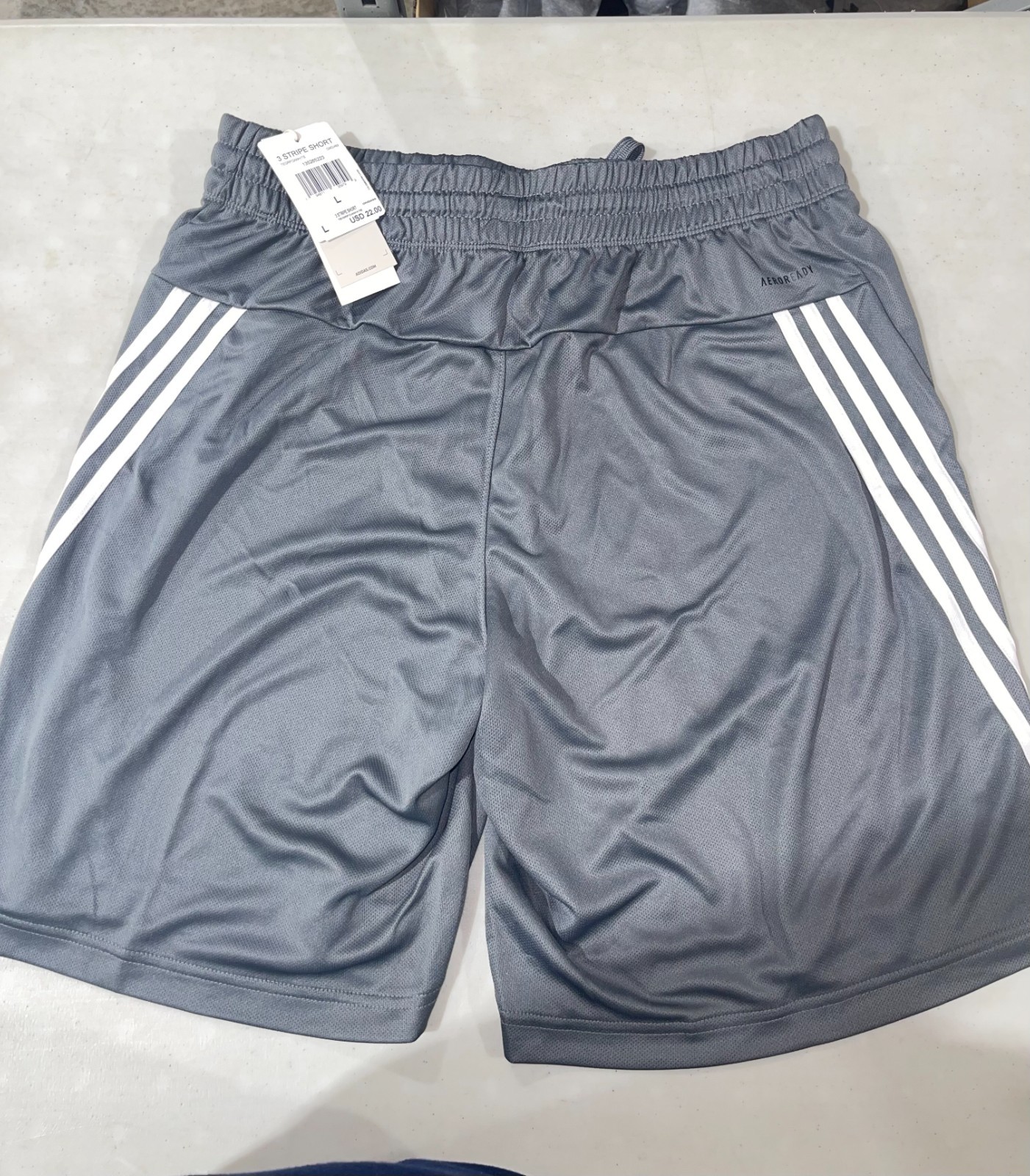 Adidas men's 3 stripe short onyx grey GM2489