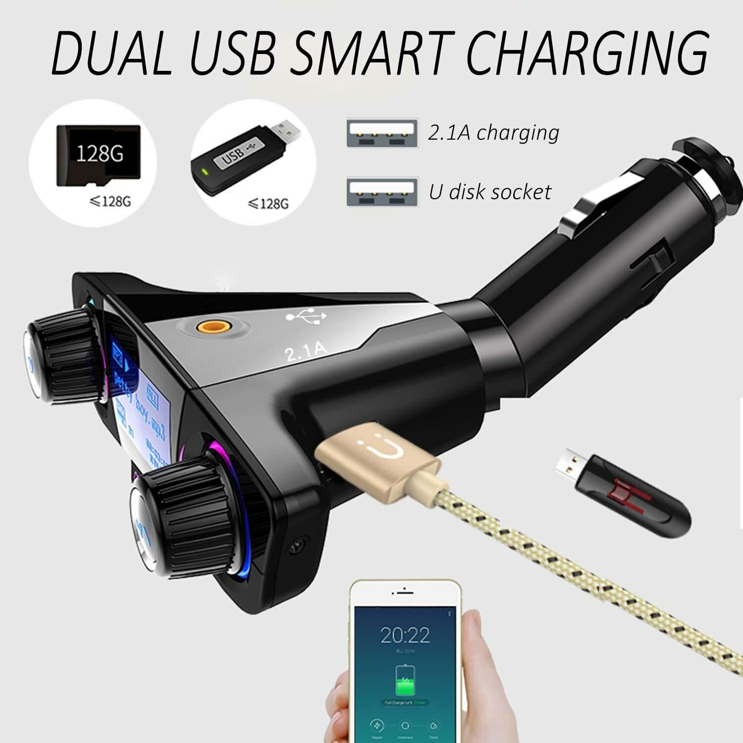 Bluetooth Car FM Transmitter MP3 Player Hands free Radio Adapter Kit USB Charger