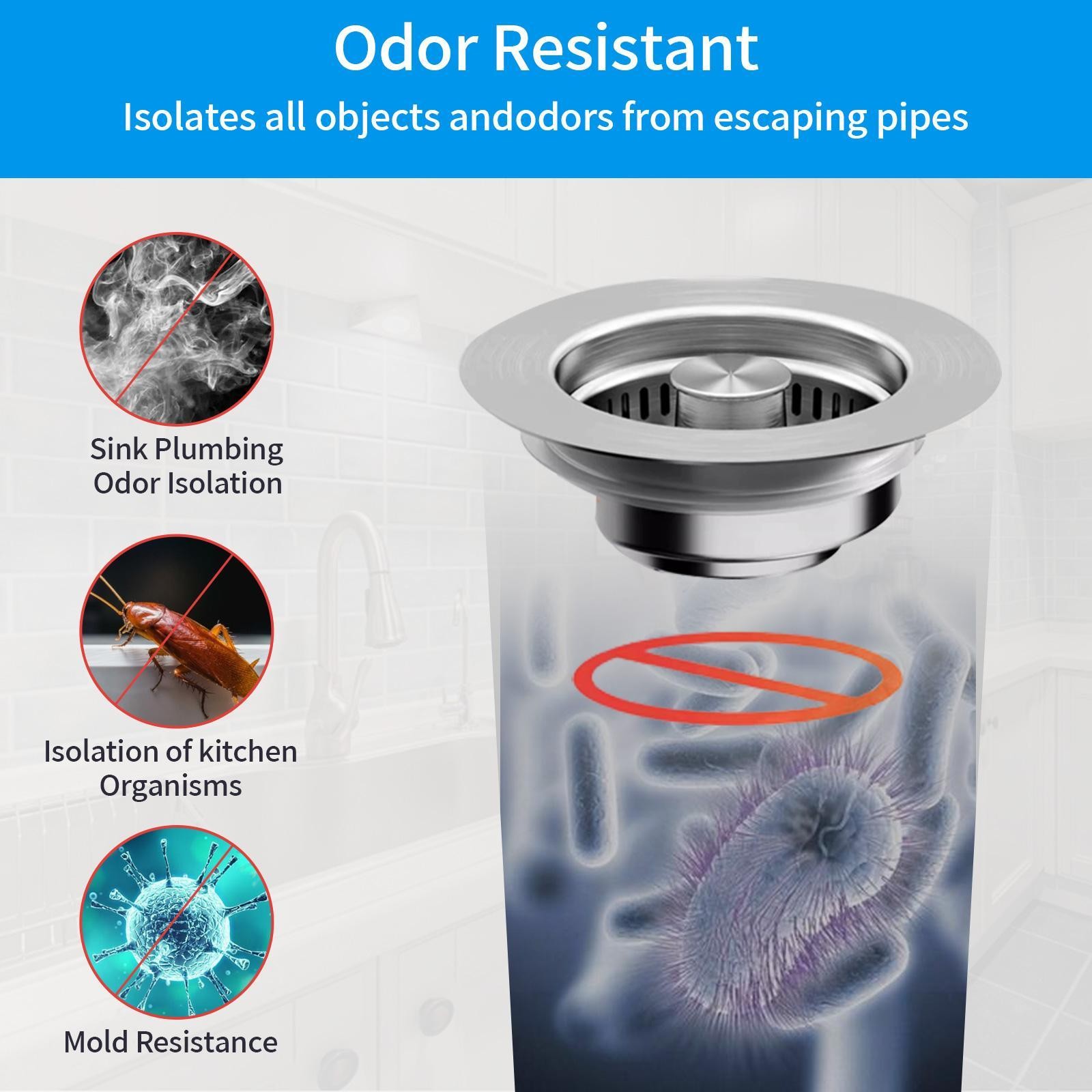 Stainless Steel 3 in 1 Kitchen Sink Drain Strainer trainer Stopper Drain Basket