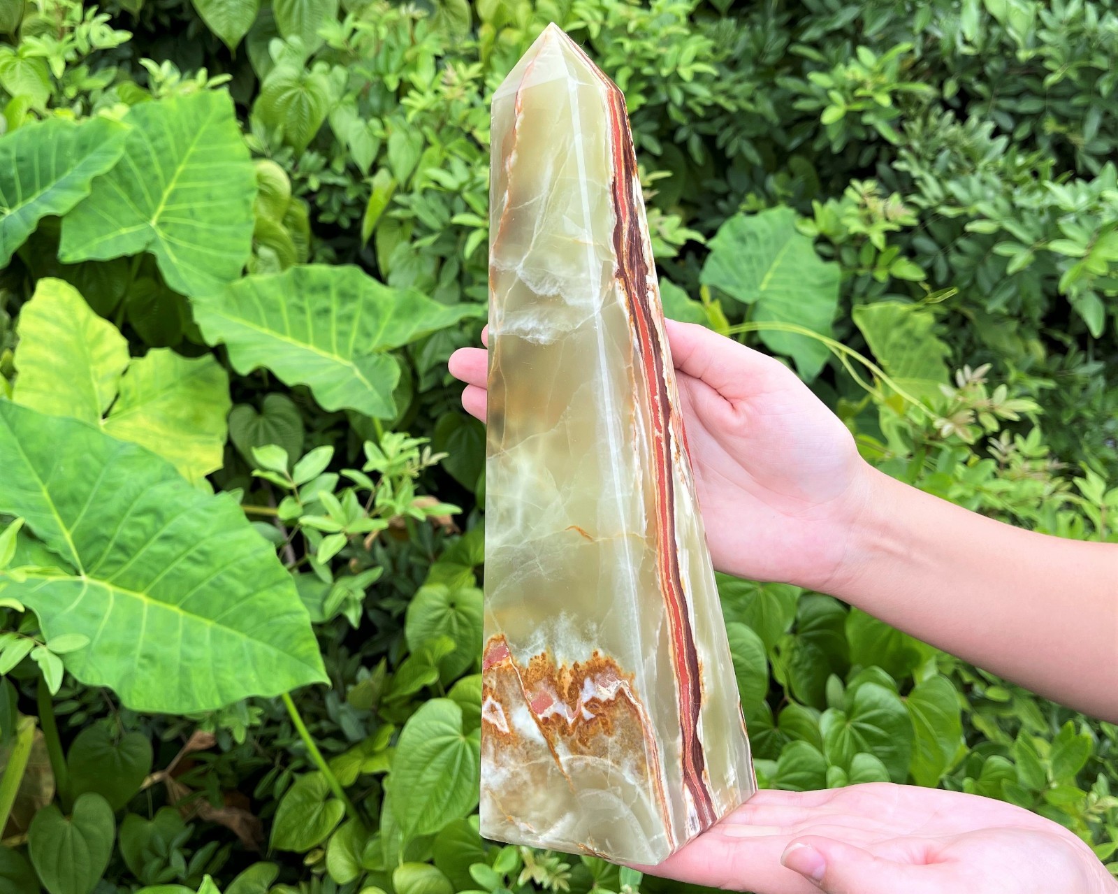 JUMBO 12" Green Onyx Obelisk (4-Sided Crystal Tower, Green Onyx Tower)