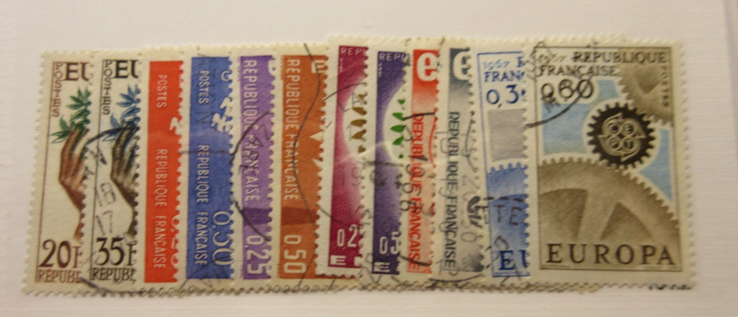 FRANCE 846-7 1005-6 1045-6 1109-10 1131-2 1178-9, EUROPA, USED, Lot33, Cat $3.60