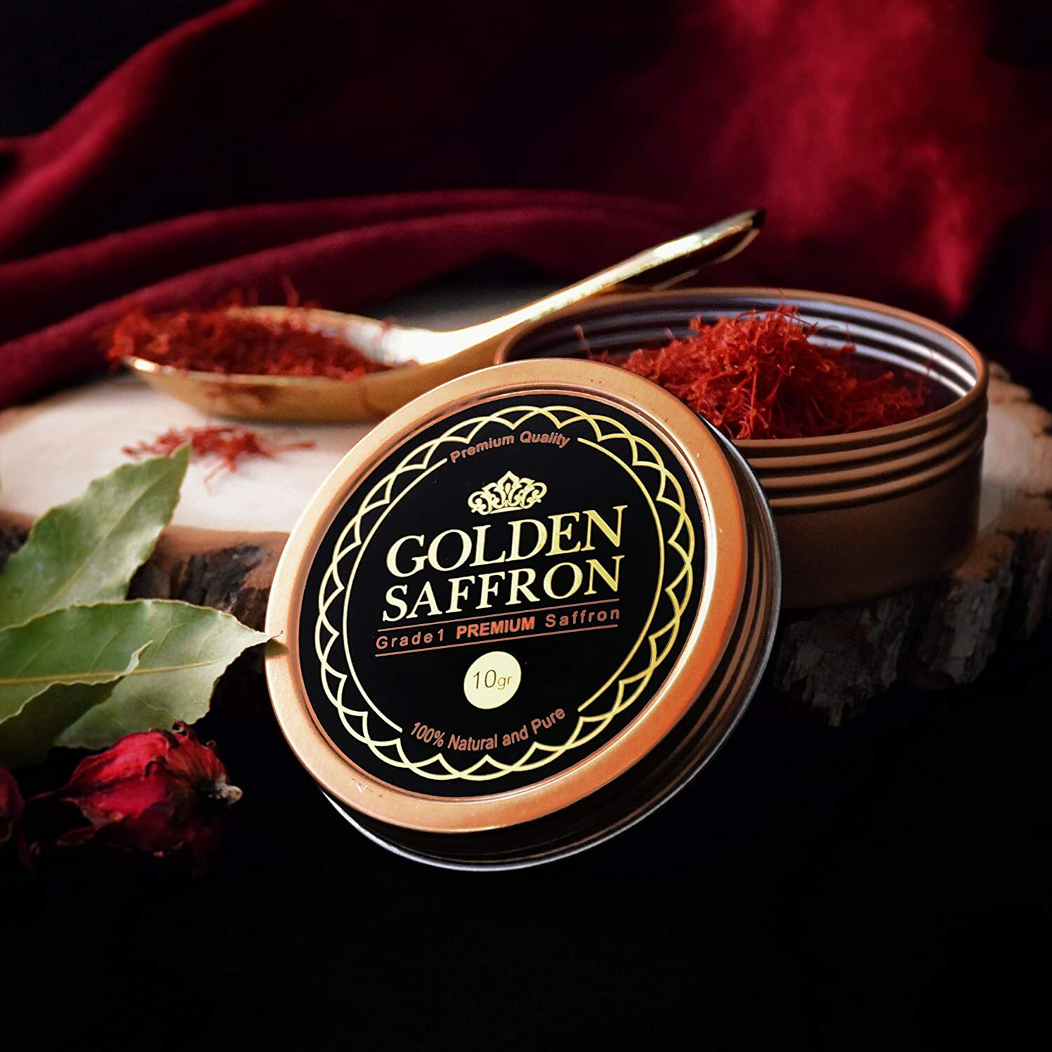 Golden Saffron, Finest Pure Premium All Red Saffron Threads, Grade A+