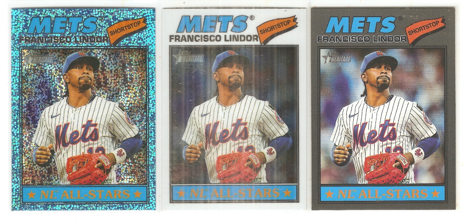 3 DIFFERENT 2026 TOPPS HERITAGE FRANCISCO LINDOR PARALLEL BASEBALL CARDS LOT