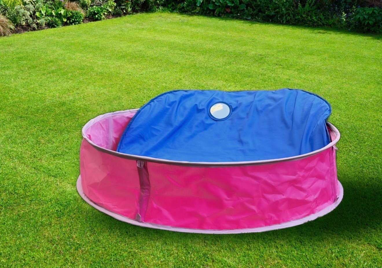 Foldable Baby Splash Pool with Sunshade Canopy – Portable Kiddie Pool Pink