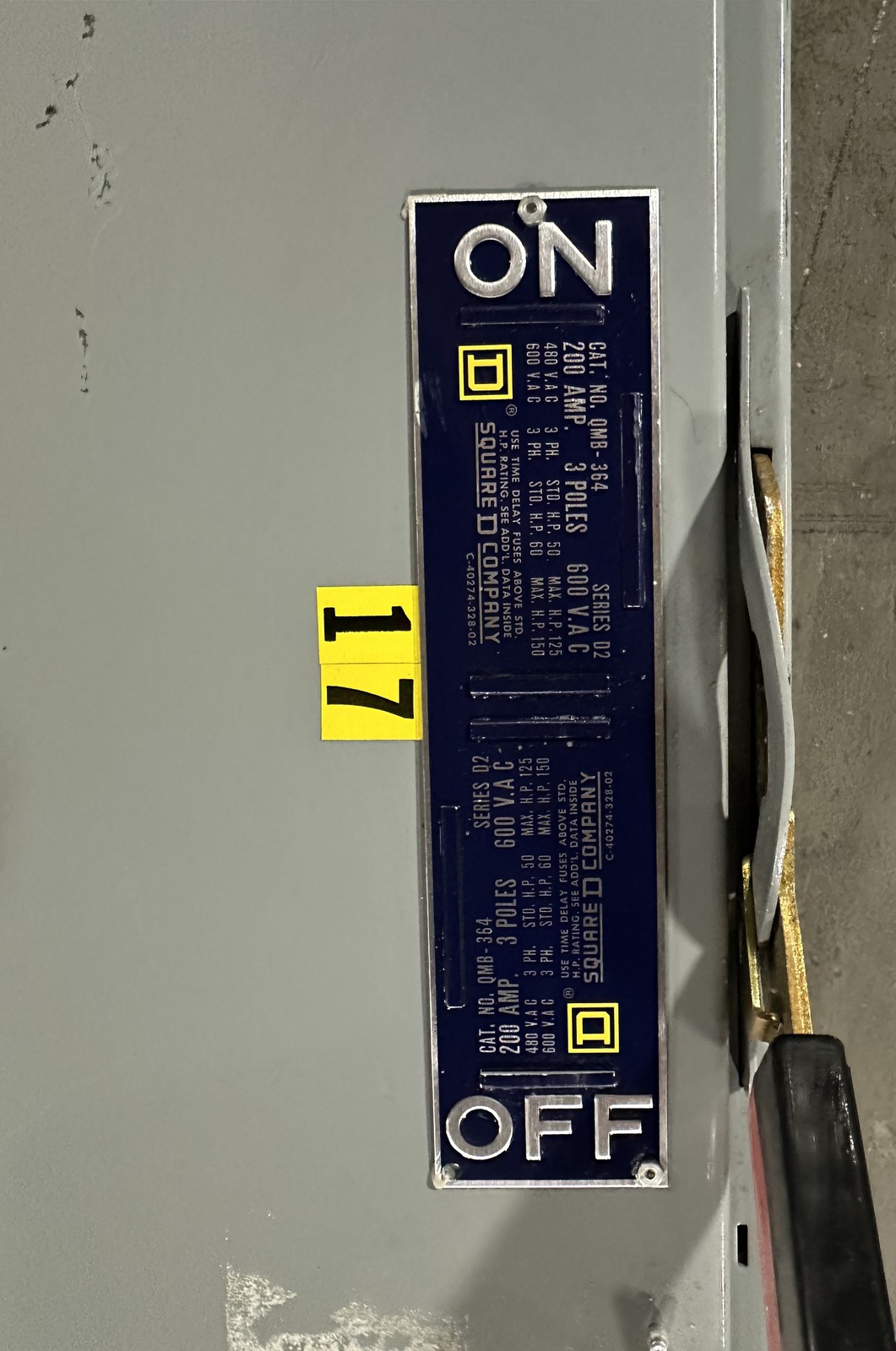 Square D QMB-364 Panelboard Switch with Fuses 200 Amps 3 Pole 600 VAC QMB364W