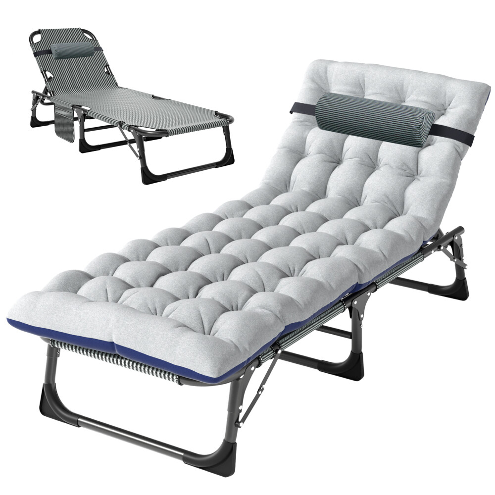 Slsy 4-Position Adjustable Cot Heavy Duty Folding Chaise Lounge Chair Outdoor