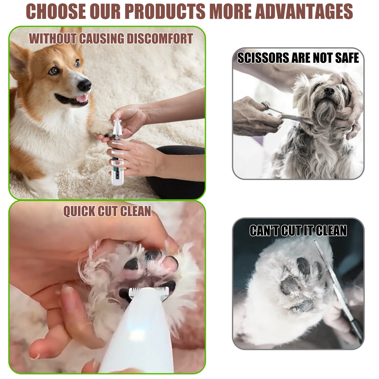 Dog Paw Fur Trimmer Low Noise Cordless Electric Pet Hair Clippers for Cat & Dogs