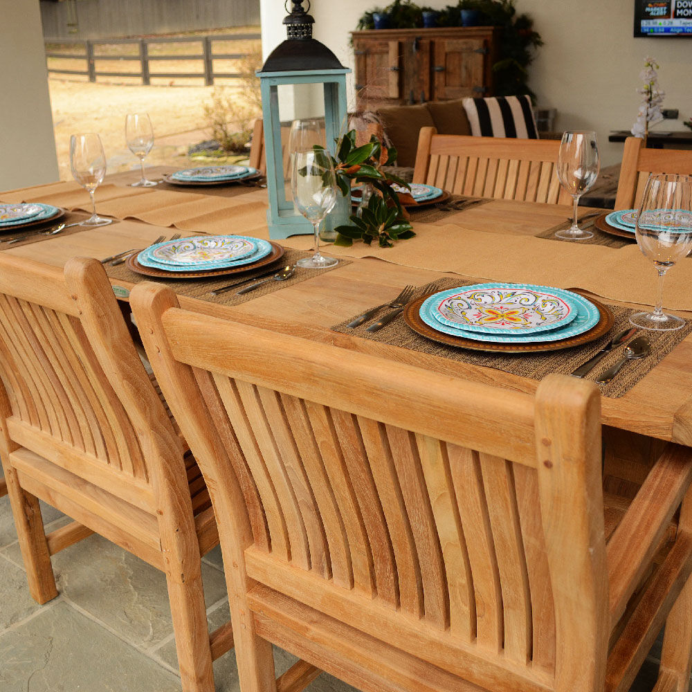 Ash & Ember Savannah Grade A Teak 96" Rectangular Farmhouse Dining