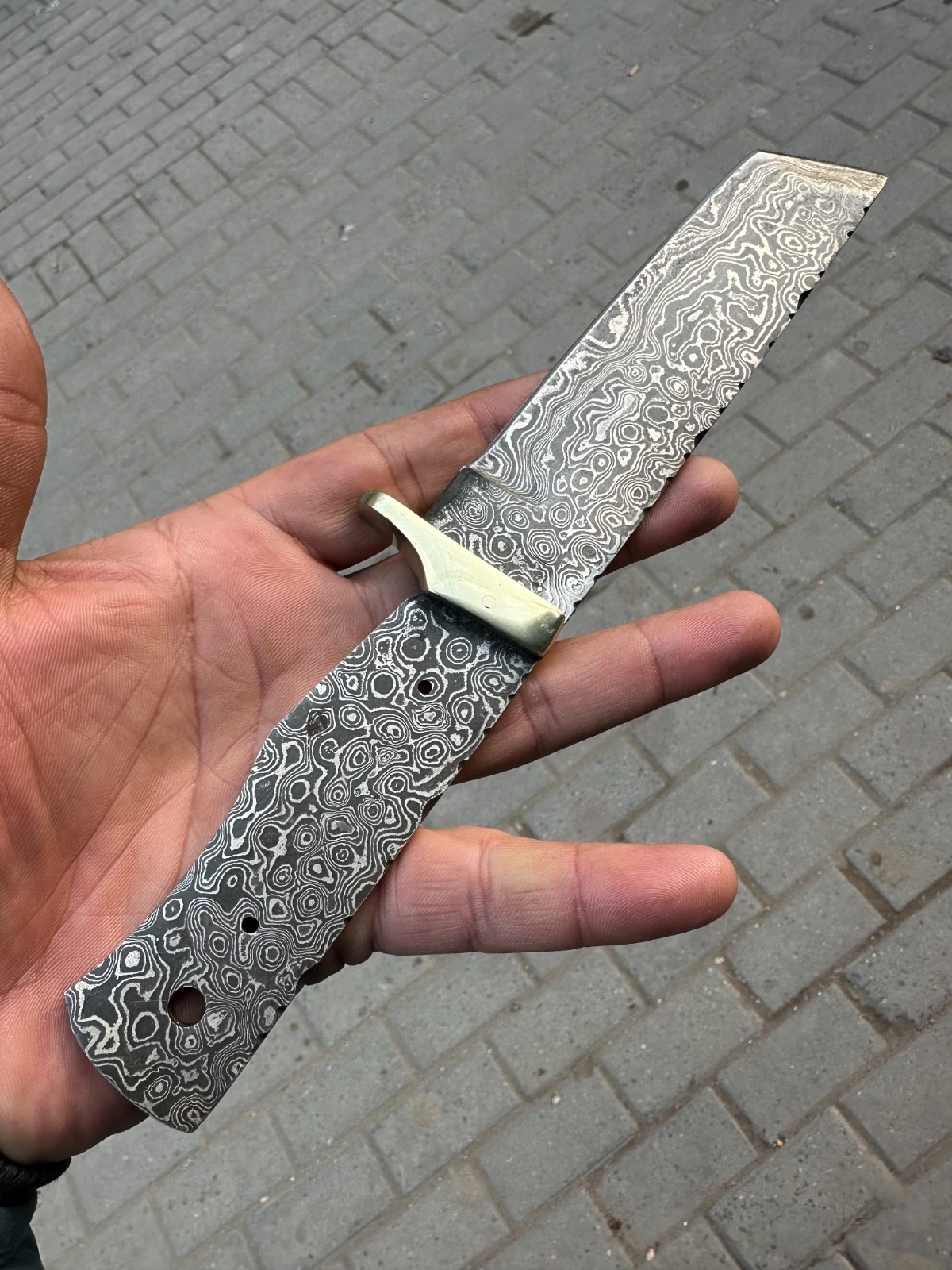 10"HAND FORGED DAMASCUS STEEL TANTO HUNTING BLANK BLADE KNIFE FULL TANG 1323