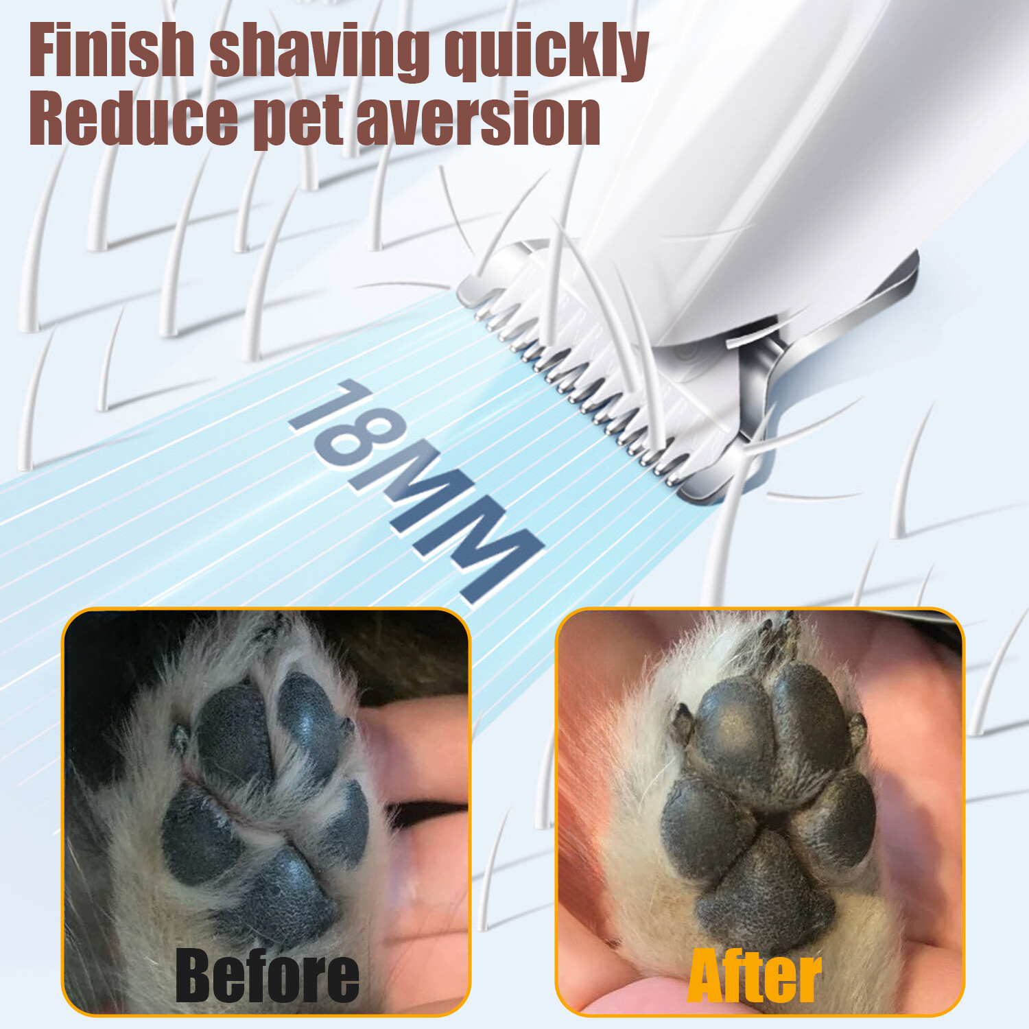 Dog Paw Fur Trimmer Low Noise Cordless Electric Pet Hair Clippers for Cat & Dogs