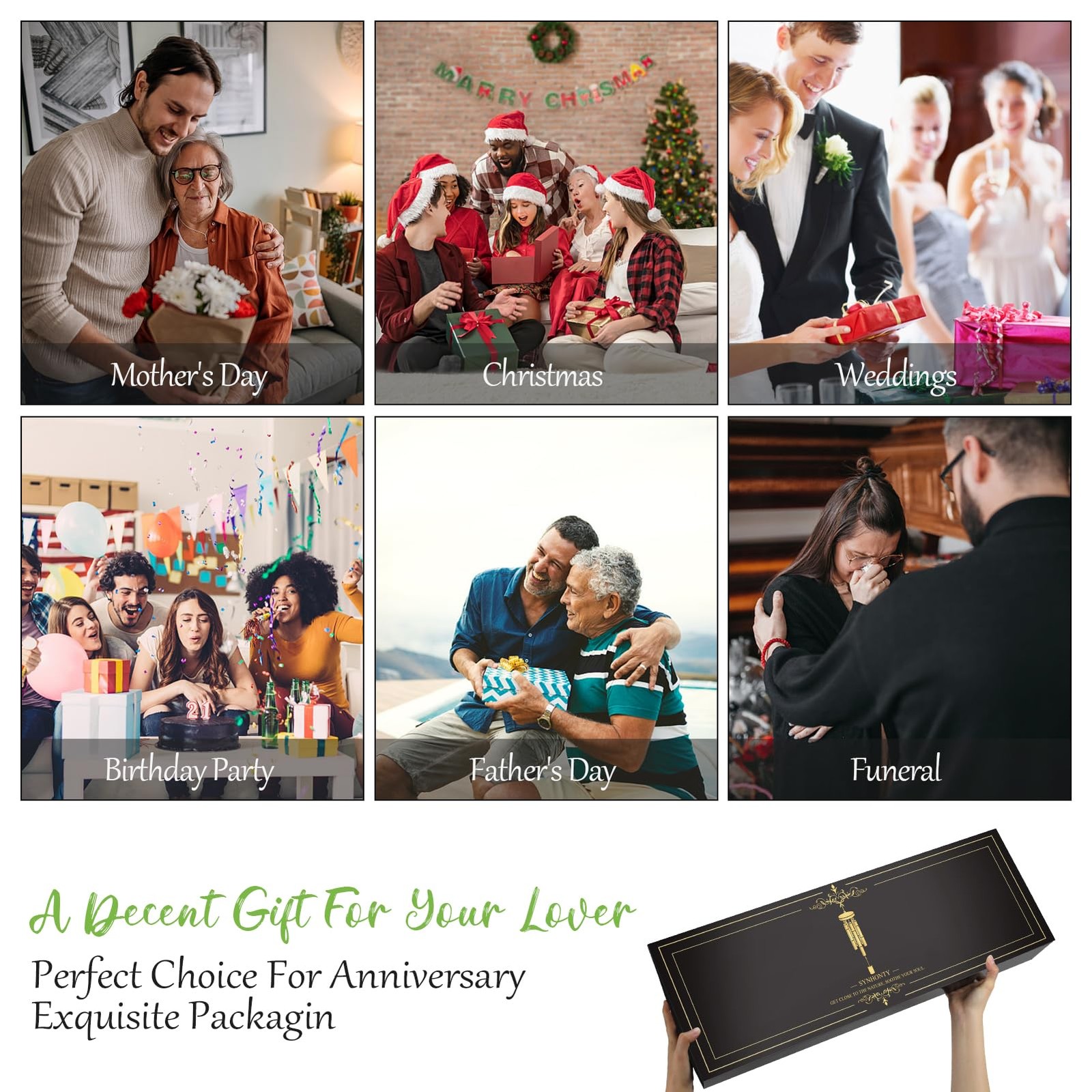 Large Wind Chimes for Outside Deep Tone,50" WindChimes Outdoors Unique Black