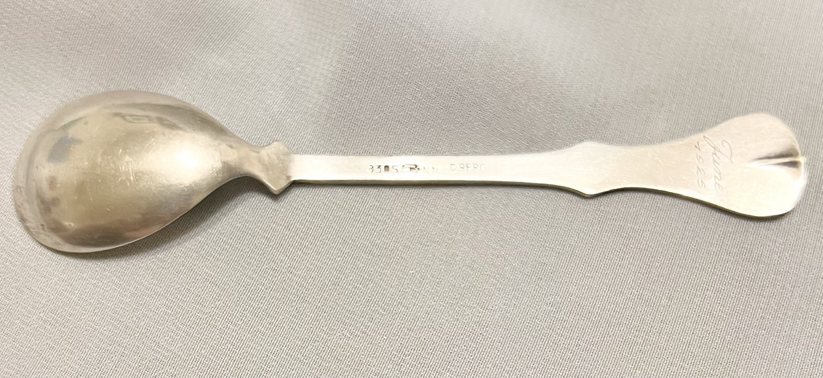 MAGNUS AASE Norway 830S Silver BOW FLOWER SPOON Antique JUNE 1925 C. Berg