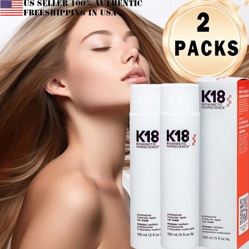 K18 Leave In Molecular Repair Hair Mask 150ml/5oz Hair Treatment (2 Pack)