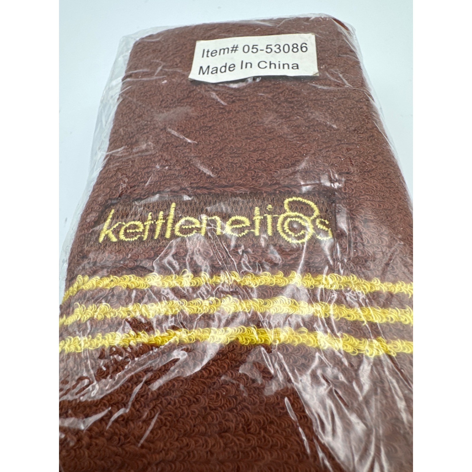 Kettlenetics Fitness wrist sweat bands Brown Yellow Embroidered Logo 05-53086