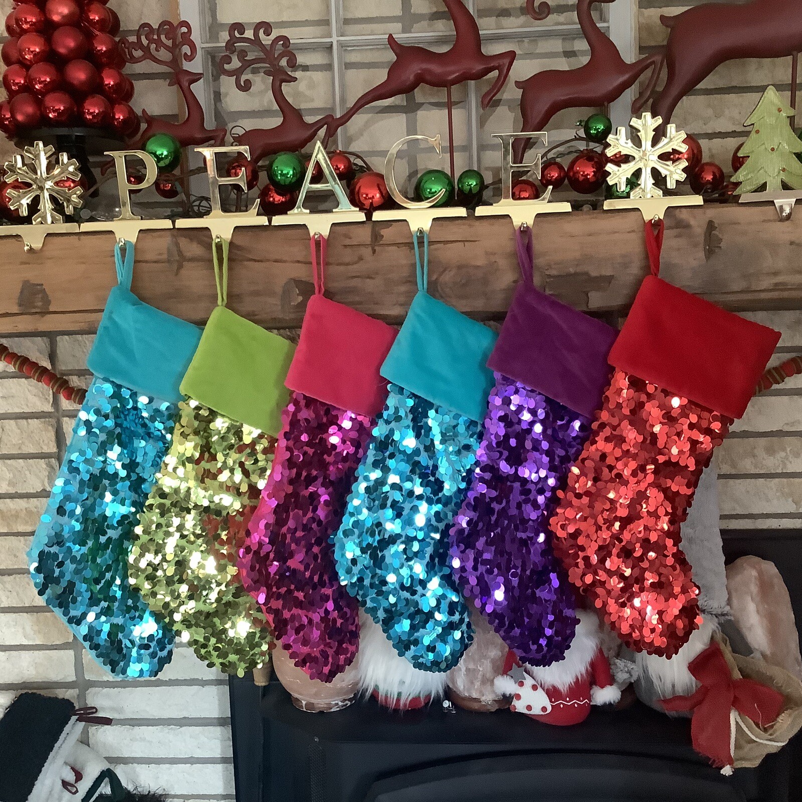 1 Turquoise Blue Sequin Velvet Christmas Stocking Shiny Metallic Glam Target